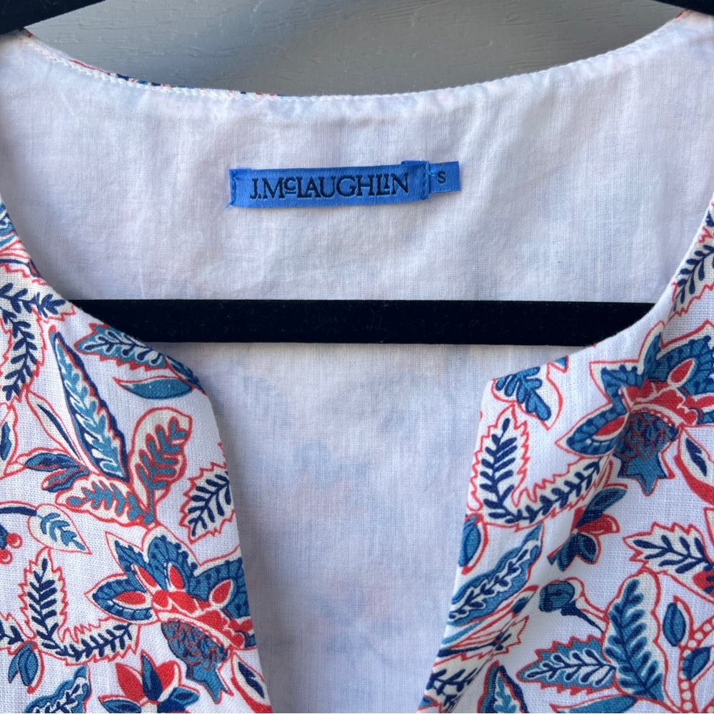 J.Mclaughlin Rue Patch Front Pockets Linen Dress Floral Multicolor Size S V-neck - Picture 4 of 14